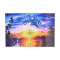Mozaica cu Diamante 10x15 cm "Delfini la apusul soarelui"