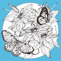 Set de desen Antistress 30x30 cm "Fluturi deasupra florilor"