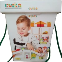 Set de constructie din blocuri de lemn"Turn pu baieti" (55 piese)