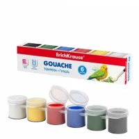 Guașă ErichKrause® 6 cul 15 ml cu recipient p/u benzi