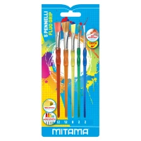 Set 5 pensule / culori Fluo / 3 plate + 2 rotunde / blister 5 pcs