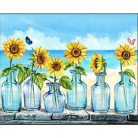 Mozaica cu Diamante 30x40 cm "Floarea soarelui lângă mare"