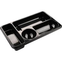 Organizator plastic pu birou 4 sect, negru