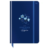 Agenda nedatata А5, 136foi,"Flowery. Blue", laminare lucioasa,folie de aluminiu,BG