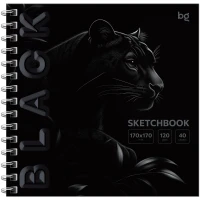 Sketchbook 40foi, 170*170 "Black. Tiger", pe spira, soft tuch, lac selectiv, 120gr/m2 / BG