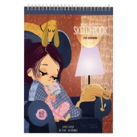 Sketchbook 60foi, А4 "Sweet home", pe spira, mix 3 blocuri (craft+negru+bej pastel) / ArtSpace